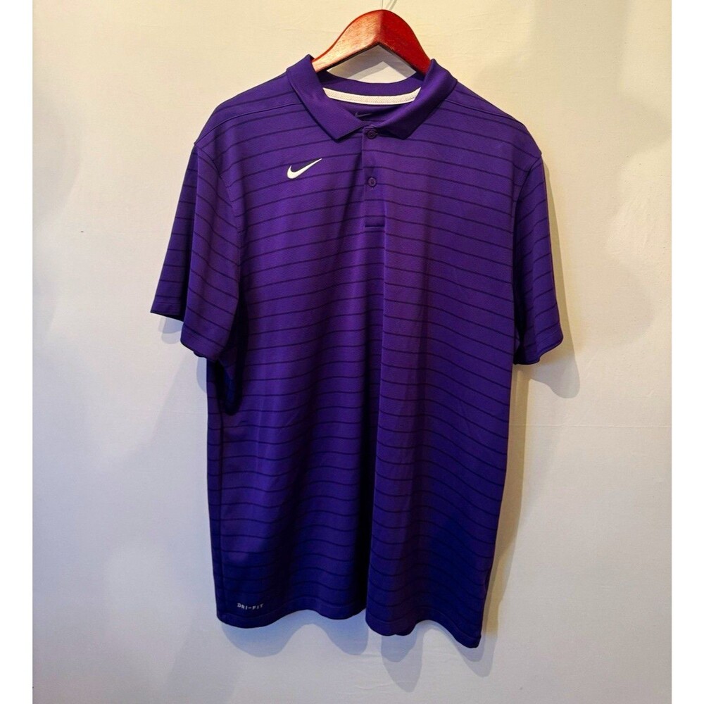 Nike Dri-FIT Men’s XL Purple Striped Polo Shirt Short Sleeve DD2190-545